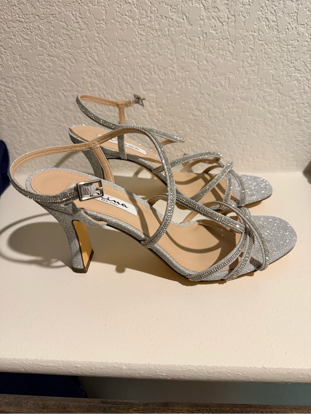 Silver Glitter Strappy Women’s Dress Sandals